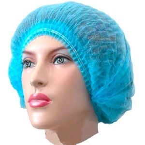 Non Woven Mob Cap, Blue & white colour, .100pics/bag,